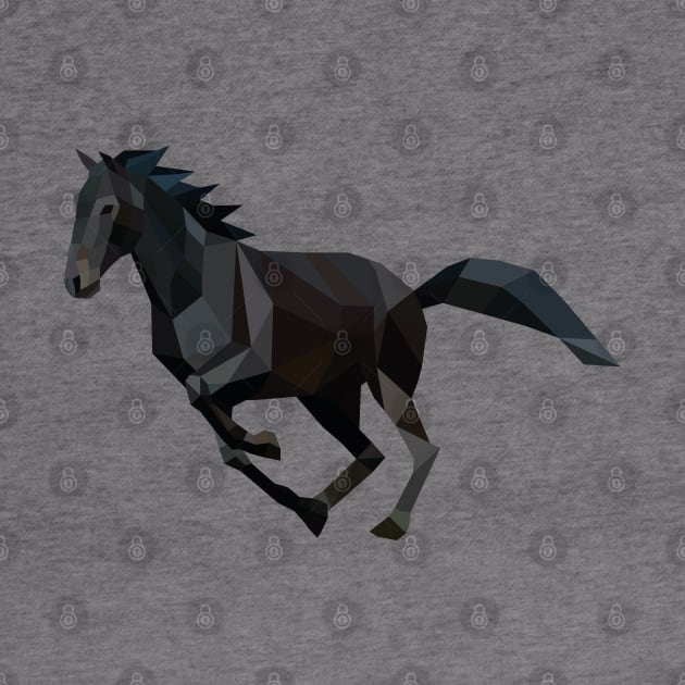 Black Low Poly Horse by shaldesign